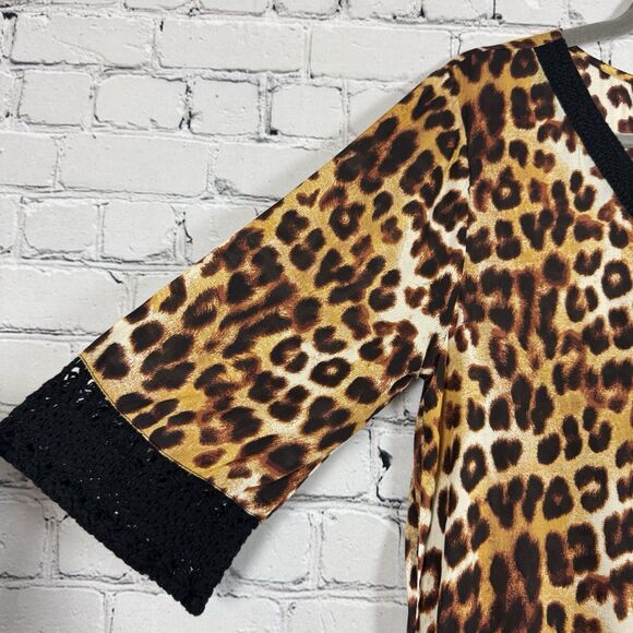 NWT Kate Landry Zip Front Caftan Beach Dress Novelle Peach Animal Print - Picture 4 of 11